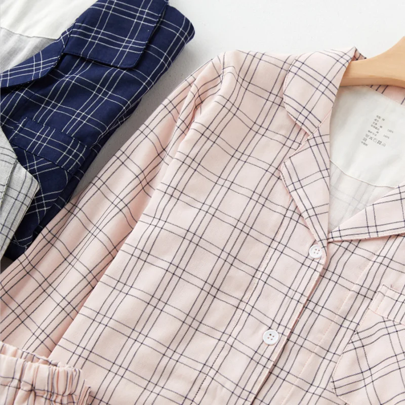 2022 New Spring Summer 100% Cotton Pajamas Set Men Unisex Homewear High Quality Full Sleeve Night Sleeping Pants Sets Two-piece