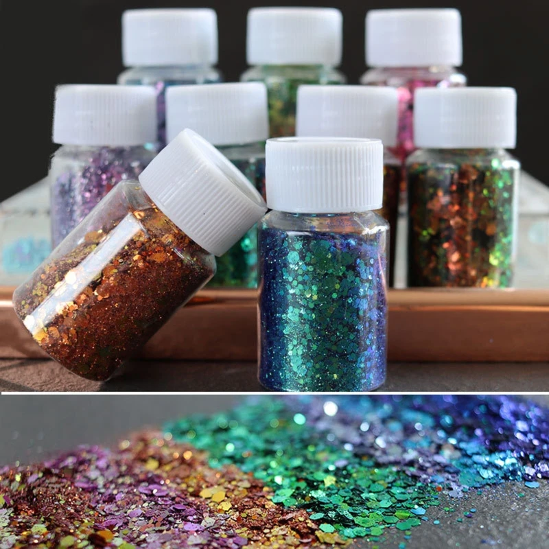 

41XC Chunky Resin Glitter for Resin Mold Hexagon Holographic Chunky Glitter Powder