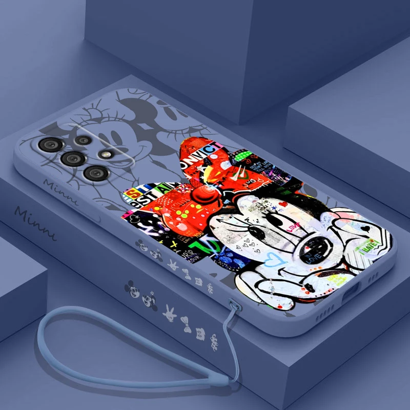

Disney mickey minnie Friend Samsung Phone Case Cover For A73 A53 A33 A52 A32 A71 A51 A21S A03S A50 A30 5G Liquid Left Rope