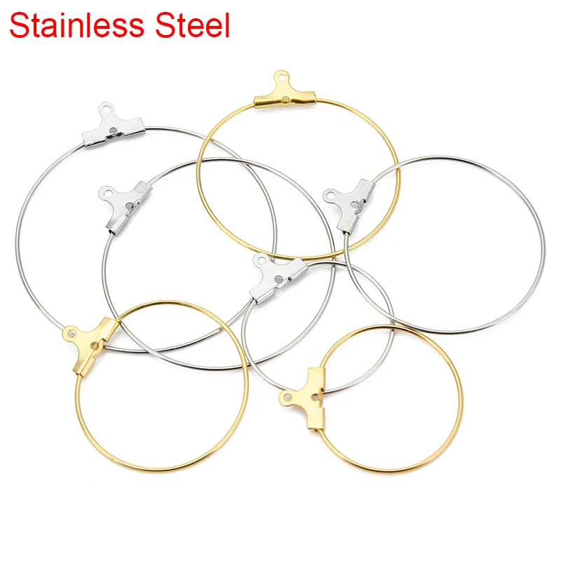 

20 шт., Крупные круглые серьги-Крючки из нержавеющей стали, диаметр 20, 25, 30, 40 мм