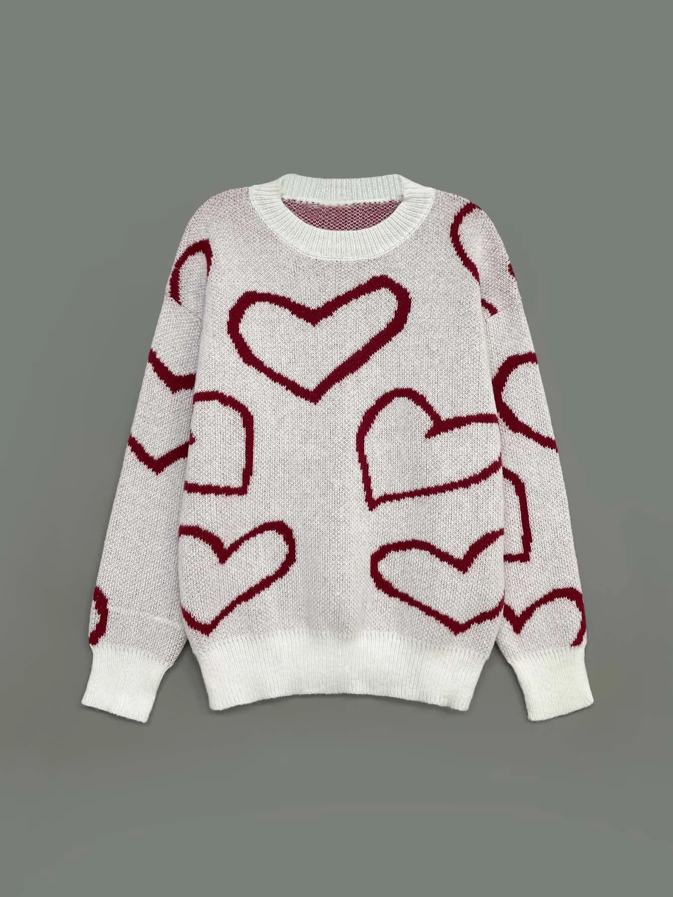 Европа и США круглый вырез свободная голова универсальный цвет вязаная рубашка