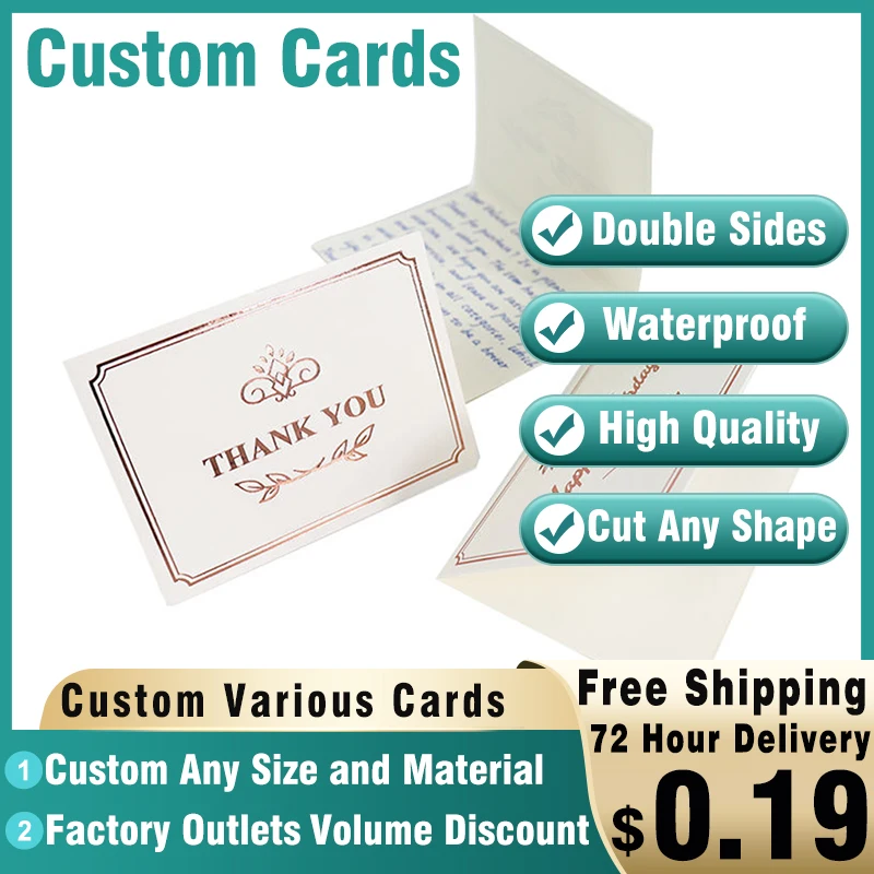 

Custom Cards Personalized Logo Glossy Matte Covers Customize Greeting Postcards for Party Menu Gift Packaging Decoration