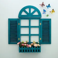 European False Window Simulation Mediterranean Style Shutters Restaurant Wall Decoration Room Decoration Accessories