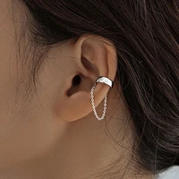 1pc korean long tassel ear cuff earrings for women small fresh c shaped ear bone clip chain dangle earring fashion punk jewelry