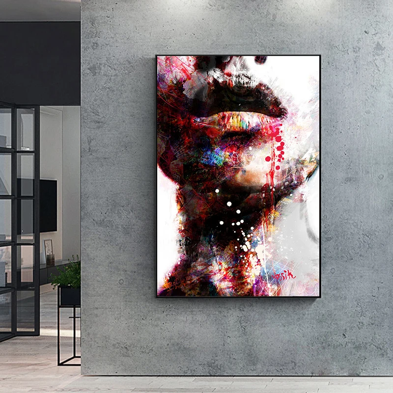 

Абстрактные красочные картины с изображением женского лица на холсте стены фотообои Портретные картины для поп-арта для декора гостиной