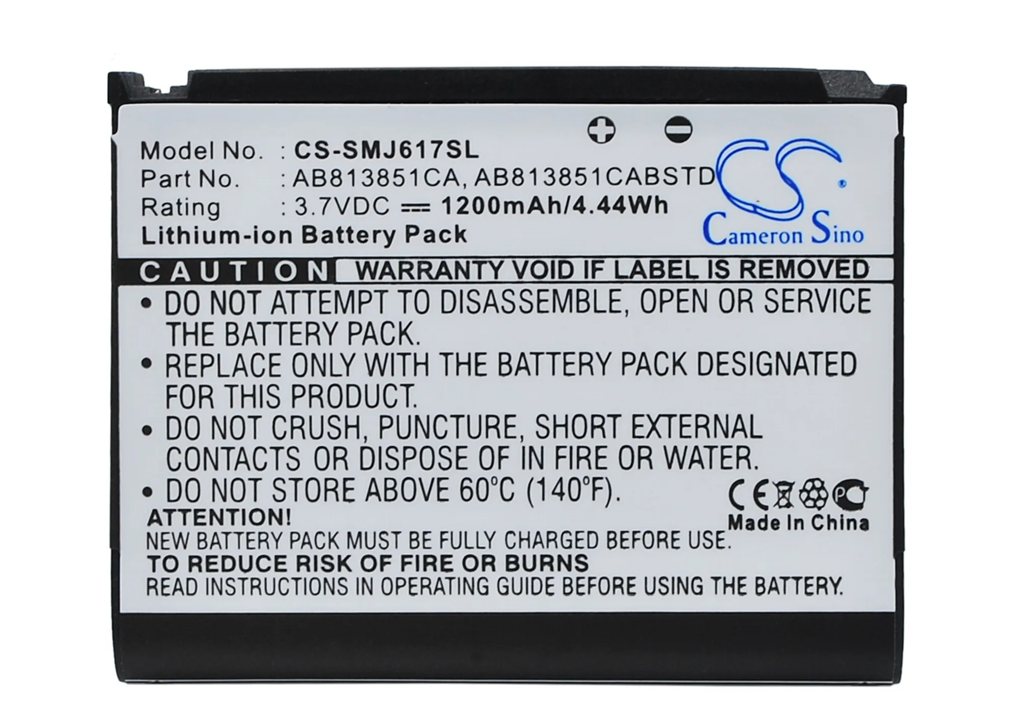 

Cameron Sino аккумулятор 1200 мАч AB813851CA, AB813851CABSTD для Samsung BLACKJACK II, DM-S105, SGH-i617, SPH-M510, Stripe