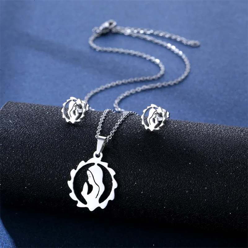 Комплект из колье и серёжек нержавеющей стали