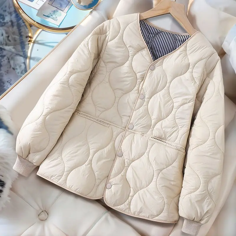 Новинка 2025 осенне-зимние парки тонкая короткая стеганая куртка женская модная