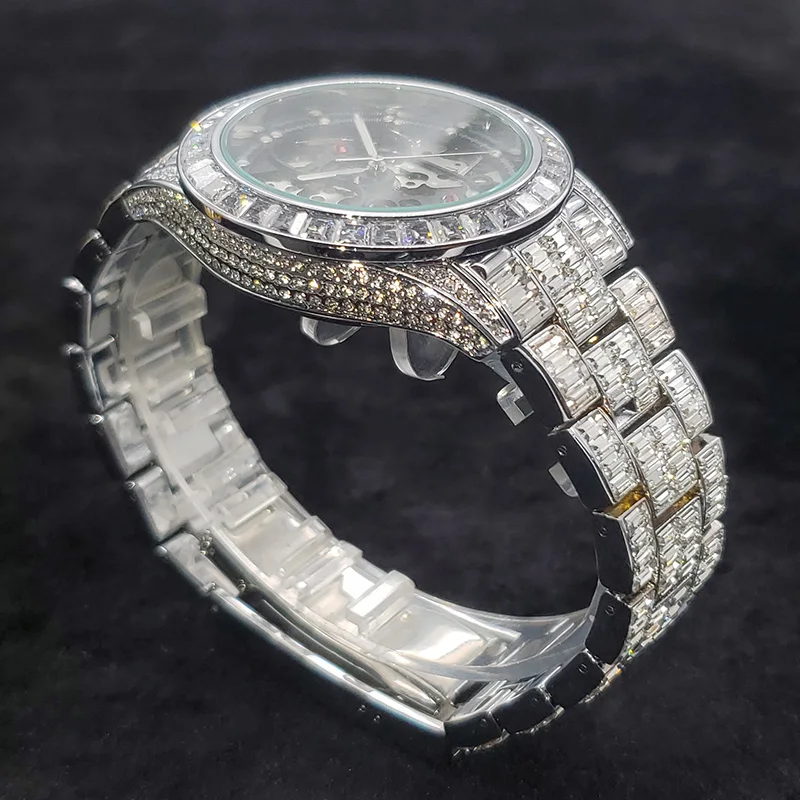 Цена Часы наручные Мужские автоматические механические, брендовые роскошные часы со стальным ремешком и циферблатом, ювелирные изделия с рубин...