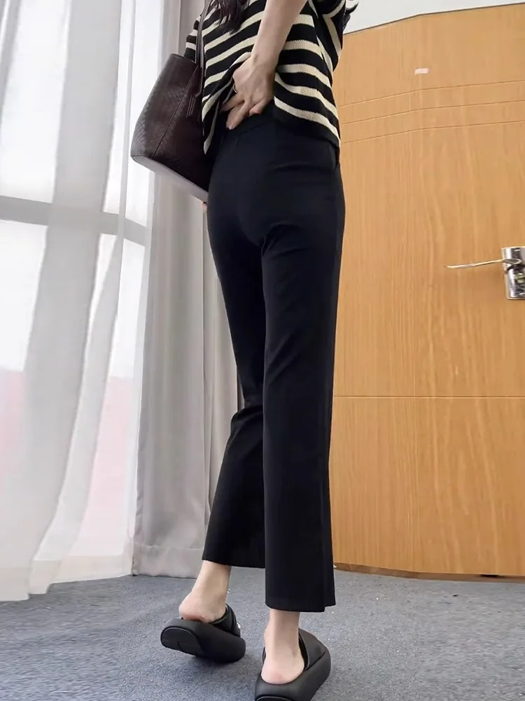 Плюс размер Эластичные капри Повседневные брюки Женские 2024 Осень и зима Новые