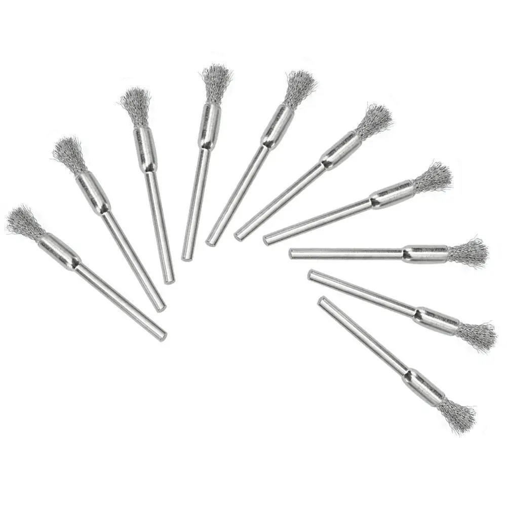 

10pcs/set 3mm Steel Wire Wheel Brush Cup Tool Shank Polishing Brush Set for Mini Drill Rust Weld Rotary Tools Accessories