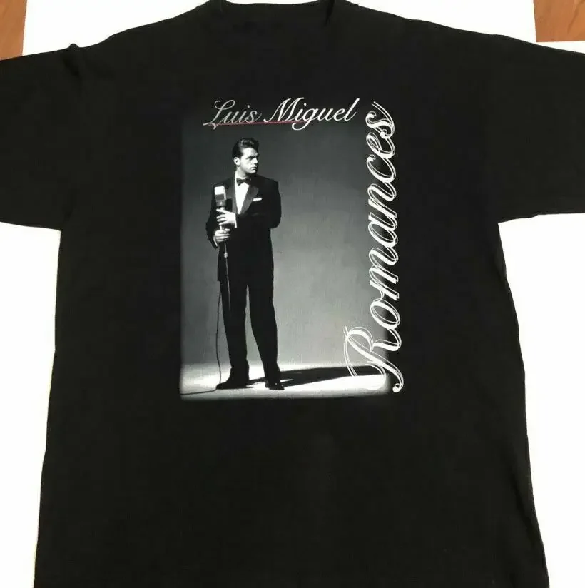 Винтажная футболка унисекс из хлопка с рисунком Луиса Мигеля певицы черная Bl036