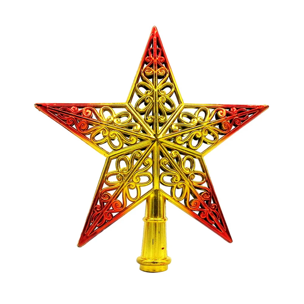 

Hollowed-out Christmas Tree Sparkle Star Glittering Hanging Xmas Tree Topper Decoration Ornaments Home Decor (Golden Red)
