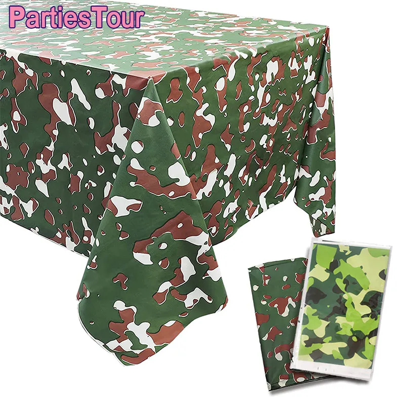 

Military Camouflage Tablecloth Plastic Tablecloth Hunter Themed Birthday Party Camouflage Table Cover for Outdoor Family Picnic