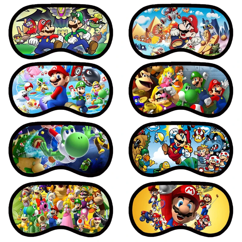 

Anime Games Super Mario Bros Sleep Shading Eye Mask Cartoon Luigi Yoshi Peach Bowser Men and Women Nap Printing Eye Mask Gifts