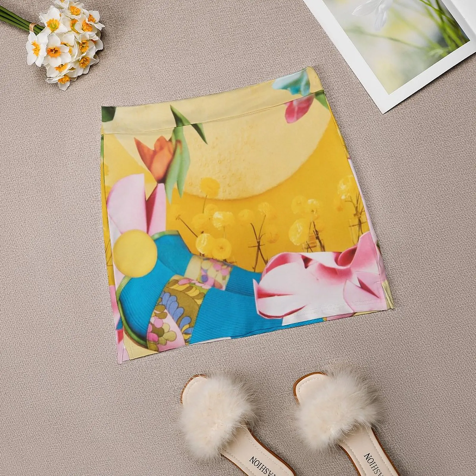 Женская летняя юбка-брюки с эффектом потертости