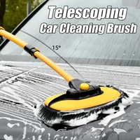2022 new telescoping car cleaning brush 15%c2%b0 long handle car wash tools mop chenille broom auto accessories with spare brush head