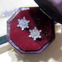 caoshi dainty female engagement earrings with snowflake shape design dazzling crystal jewelry for wedding elegant womens gift