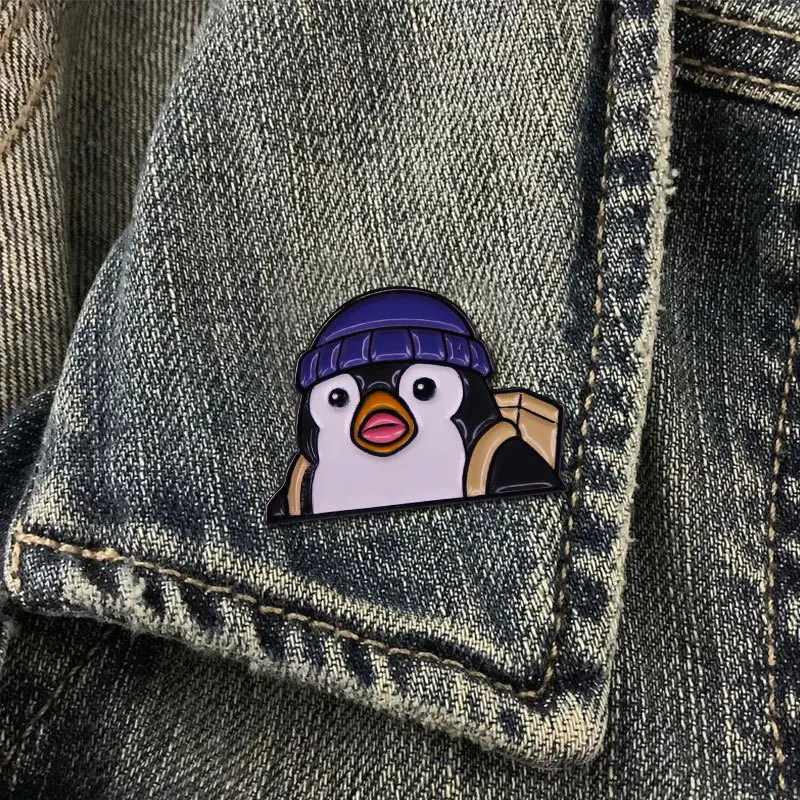 Valorant Surprised Penguin Enamel Pin Badge Cosplay Game Inspiration Metal Brooch Pins Costume Props