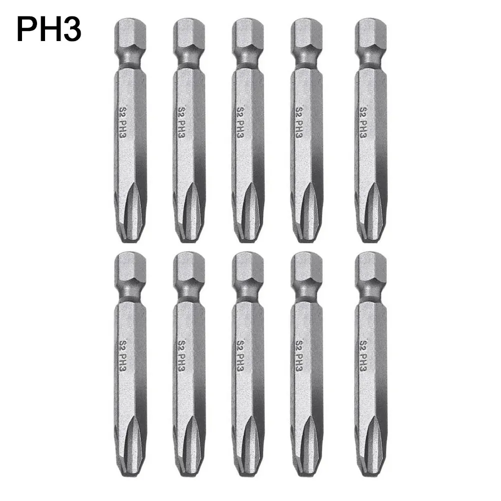 

10PCS Magnetic 50mm Cross Screwdriver Bits PH0 PH1 PH2 PH3 1/4inch Hex Shank Screw Driver Bits Hand Tool