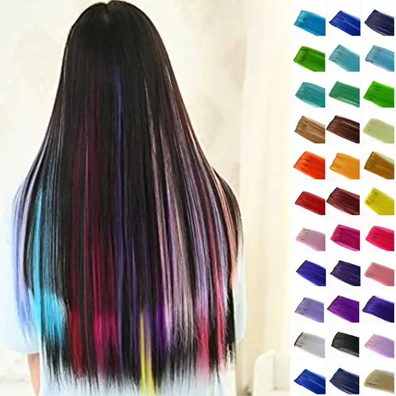 Женские длинные прямые цветные волосы накладные заколки для наращивания яркие