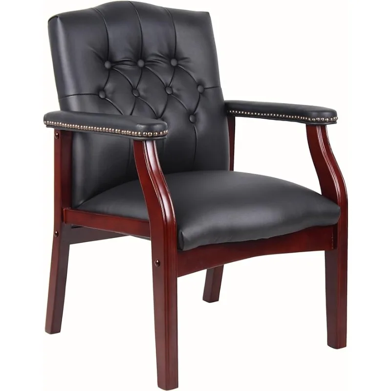 Office Products Ivy League Executive Guest Chair, Vinyl, Black