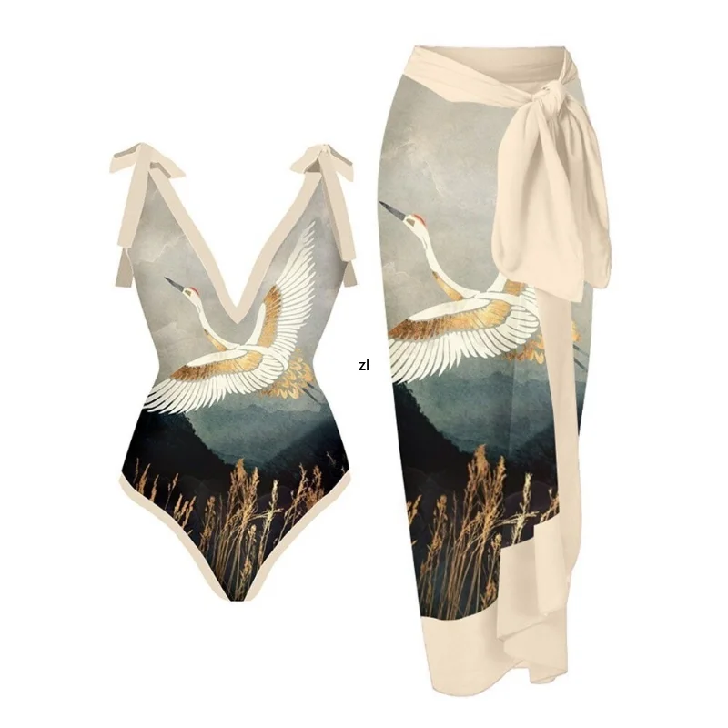 Two Piece Sets Beach Swimsuit Cover-up 2023 Summer Women Clothes Tops Bodysuits And Skirt Fitness Skinny Outfit 2 Piece Suit