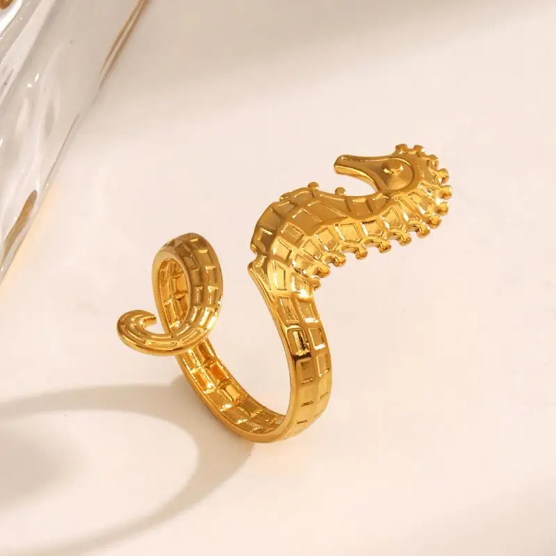 Регулируемые открытые кольца из нержавеющей стали золотого цвета в