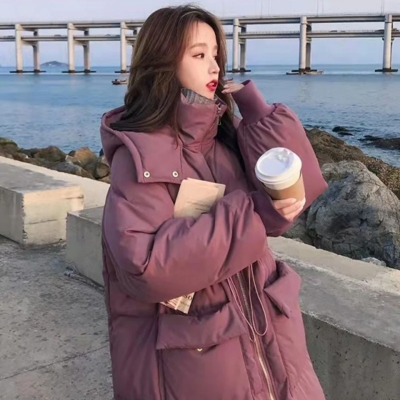 Winter Jacket Women 2022 New Student Korean Fashion Long Padded Loose Thicken Bread Cotton Coats Hooded Famale Clothing Parkas