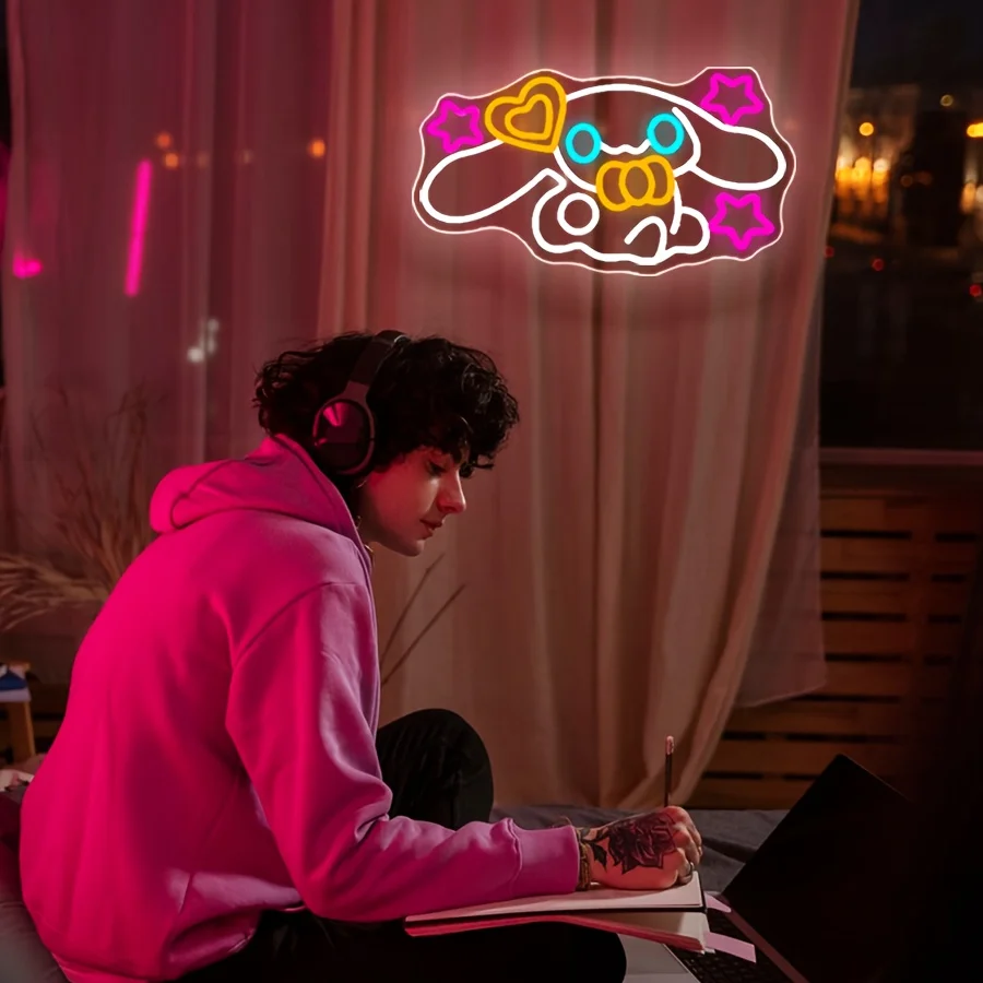 Sanrio Cinnamoroll светодиодная неоновая вывеска милый мультяшный многоцветный