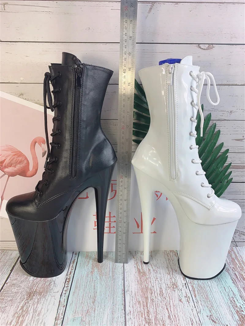 

Новый дизайн, сексуальная обувь на экстремальном каблуке, эротические Черные ботильоны для танцев на коленях, лакированная кожа, обувь на к...