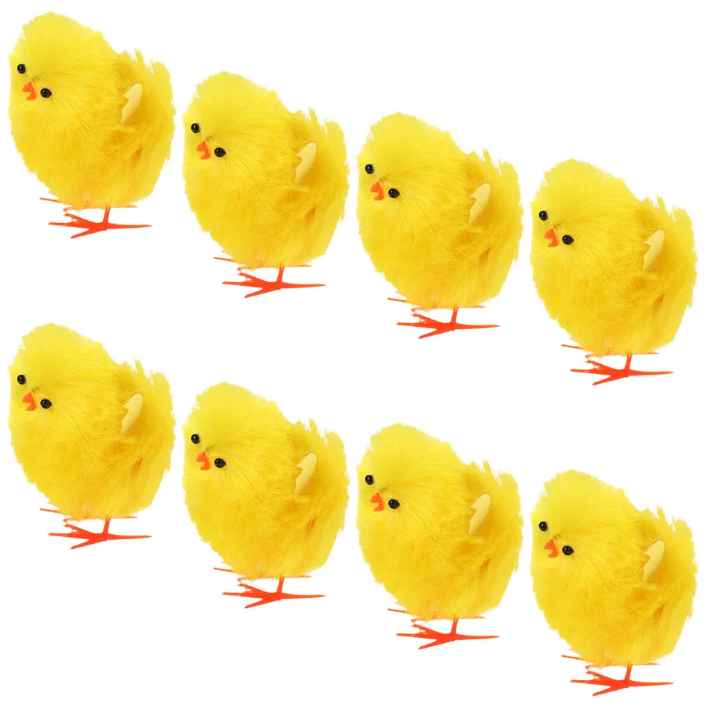 

8 Pcs Fluffy Easter Chick Bathroom Decorations Egg Bonnet Pvc Mini Fuzzy Chicks
