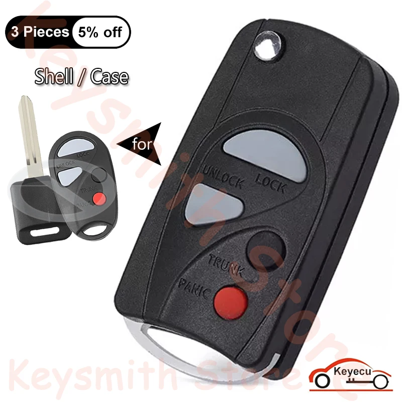 Чехол-брелок KEYECU с 4 кнопками для Nissan Sunny Sentra Maxima Infiniti i30 G20 2000-2006