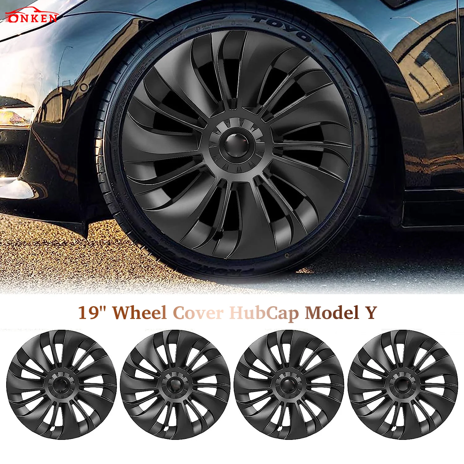 

4PCS 19Inch Wheel Caps Replacement Hub Cap Performance Automobile Wheel Hubcap Full Rim Cover For Tesla Model Y 2023 Accessories