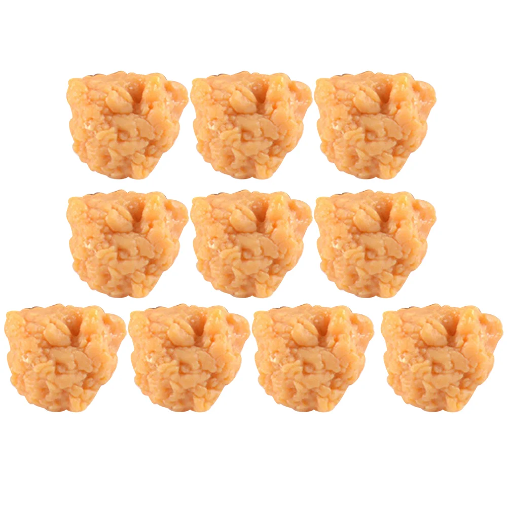 

10 Pcs Simulation Popcorn Chicken Simulated Roasted Nuggets Plastic Food Toys Props Decor Artificial Display Supply Fake Model