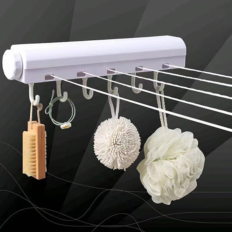 

3.2m 3.75m Automatic Telescopic Clothesline 4/5 Wires Wall Mounted Retractable Laundry Hanger Indoor Drying Rack Towel with Hook