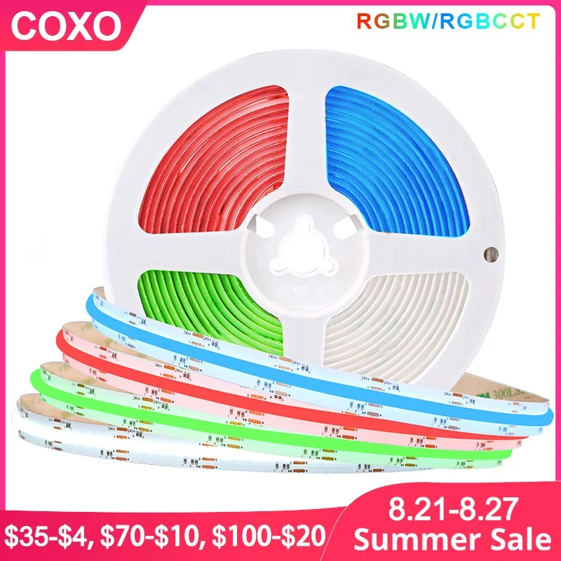Светодиодные ленты COB RGBW RGBCCT 840 светодиодов высокой плотности с регулируемой яркостью светодиодного освещения Гибкая RA90 FCOB RGB CCT Светодиодная лента DC24V