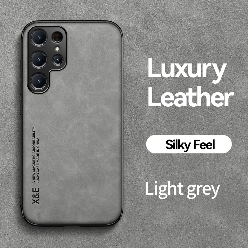 

Leather Case for Samsung Galaxy S23 Ultra Plus S23Ultra Luxury Car Magnetic Holder Soft Edges Hard Phone Cover SamsungS23Ultra