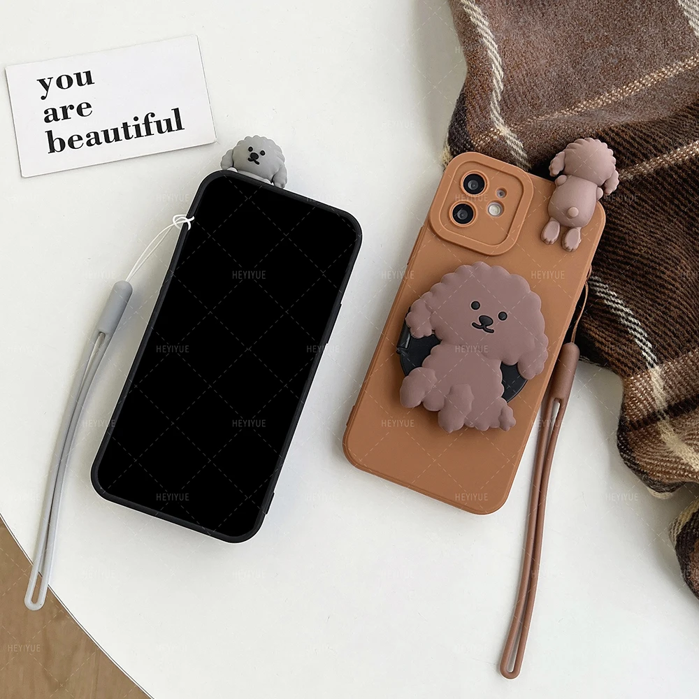 Милый держатель для зеркала для макияжа с изображением собаки для Samsung Galaxy S23 Plus S22 S21 FE S20 Ultra M53 M23 M33 M13 M52 12 J6 J4 J730.