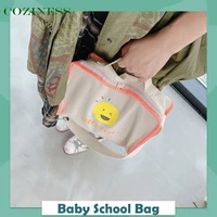 canvas small school bag single shoulder cartoon printing contrasting color messenger bag fashion with belt childrens book bag