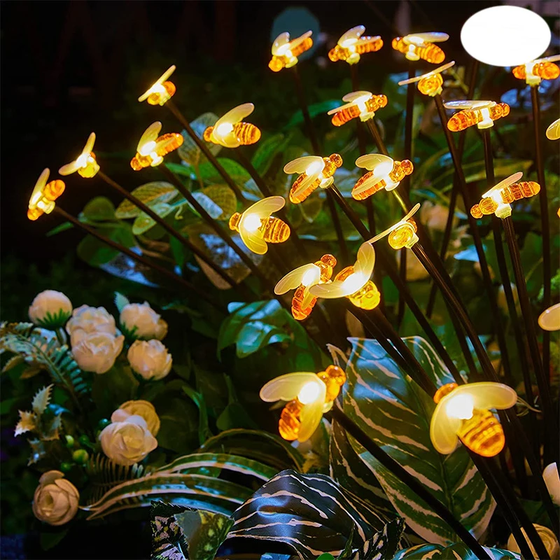 Solar Outdoor Honey Lights LED Sway Firefly Waterproof Camping Lantern Garden Floor Landscape Lamp Outdoor Fairy Decoration