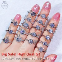 100 real moissanite ring for woman color d vvs diamond band 2022 new fashion s925 sterling silver moissanite wholesale