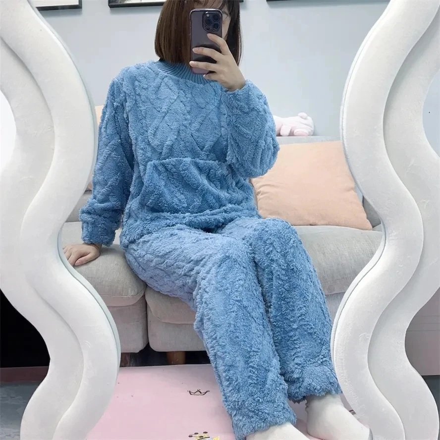 Осенне-зимние пижамные комплекты женские пижамы Фланелевые домашние одежда для