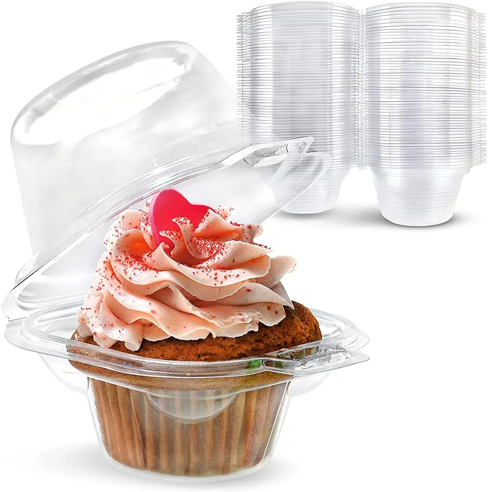 10 Pcs Plastic Individual Cupcake Containers Clear Cupcake Boxes  Disposable Cupcake Holders with Lid Muffin Carrier
