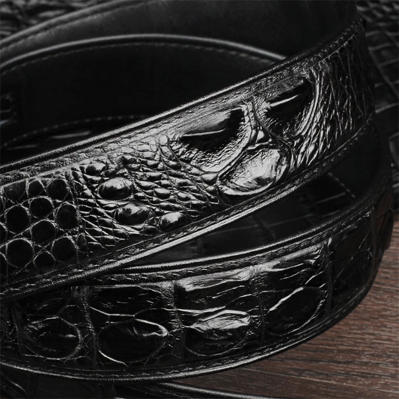Мужской ремень из натуральной крокодиловой кожи черный/коричневый деловой
