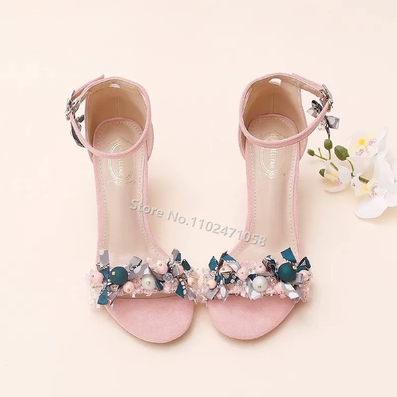 

Lolita Style Butterfly Knot Women Sandals Sweet Pearl Dimaond Decor Hight Heels Ankle Buckle Strap Square Heels 2023 Lady Shoes
