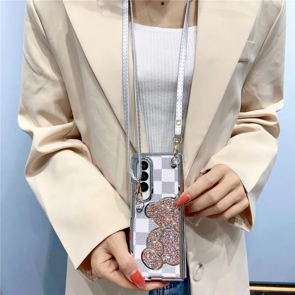 Гальванический чехол для телефона с медведем Samsung Galaxy z Flip 6/4/5/3 защитный