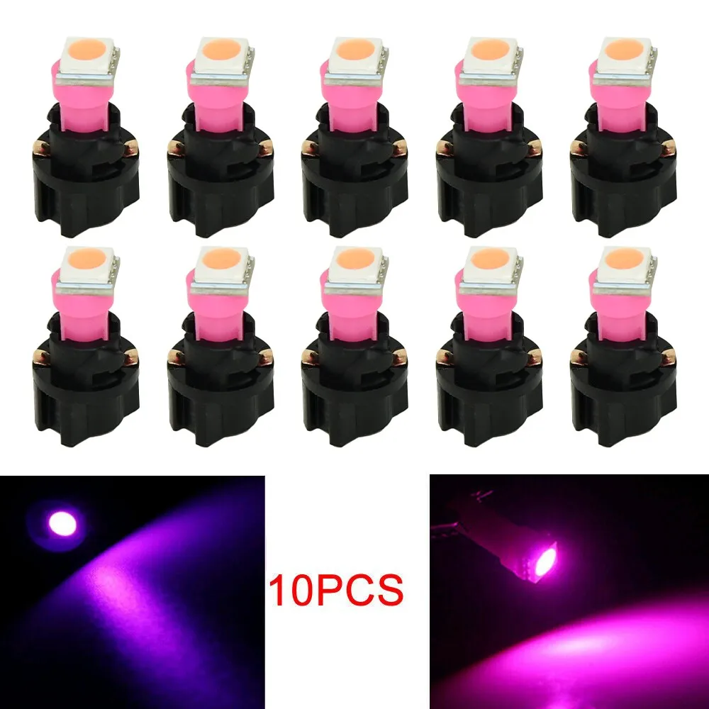 

10x Universal Purple 74 T5 LED 5050 SMD Car Instrument Panel Light Dash Lamp Bulbs+Twist Sockets Car Accessories