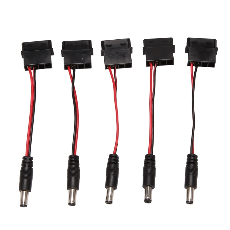 

5Pcs Big 4P to DC 5521 Chassis LED Lights with Wire 12V Power Cord Black+Red