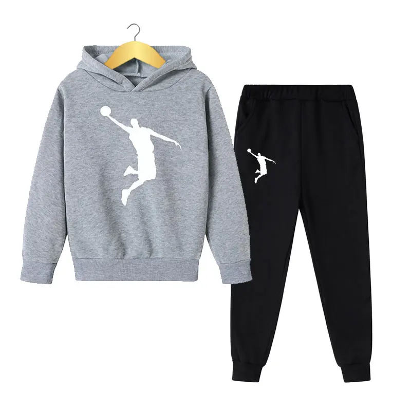 Children 4-14 Years of Training Baby Clothing Selling Suit Boys and Girls Fashion Sports Suit Hoodie Sweater + Pants Brand Boys